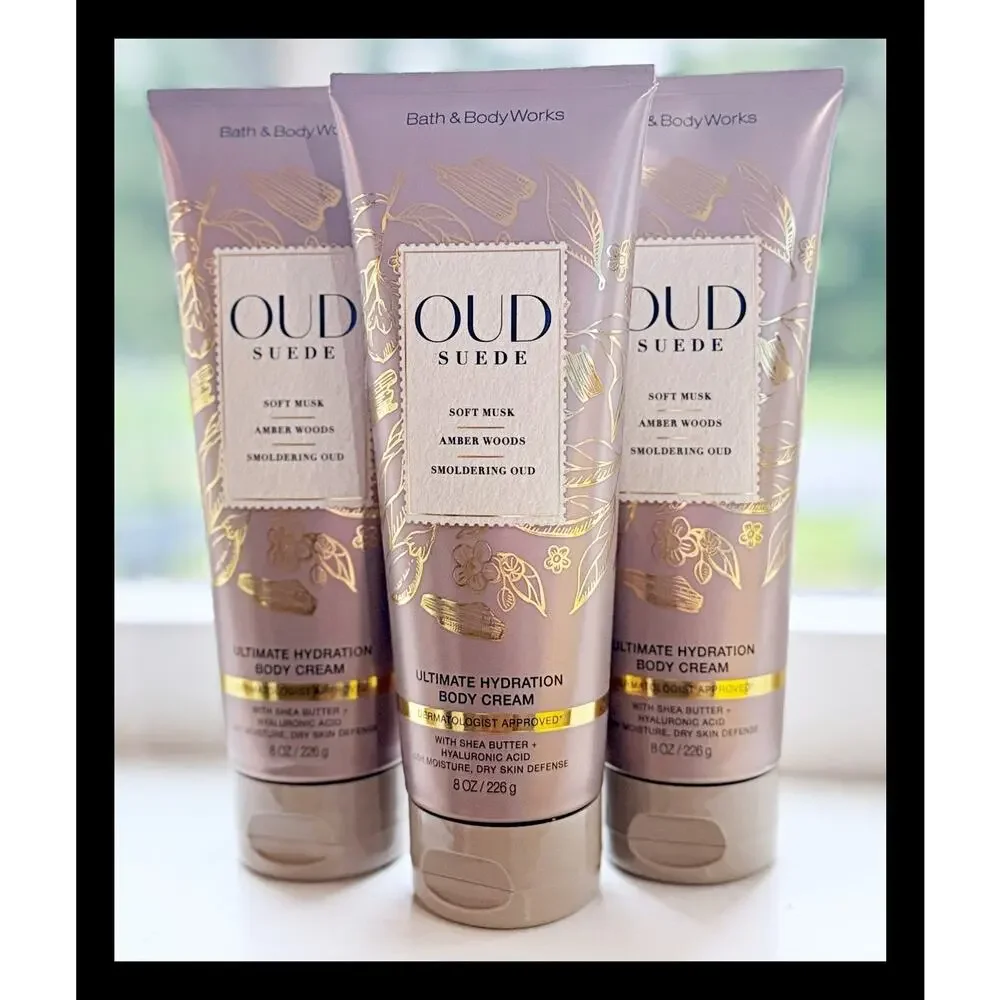 Bath & Body Works Oud Suede 8 oz Ultimate Hydration Body Cream x3